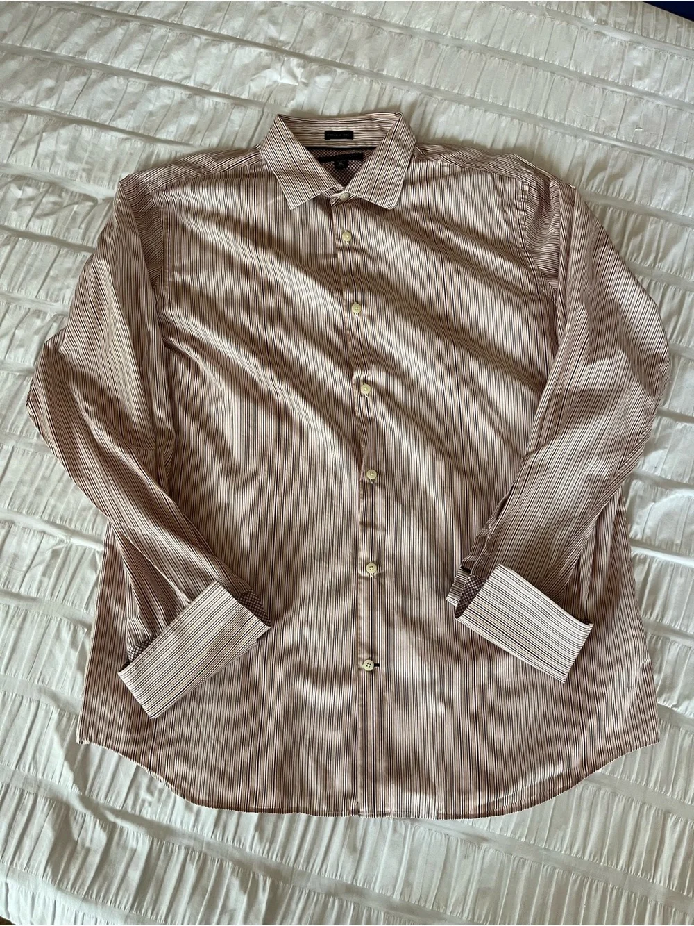 Banana Republic Men's XL Slim Fit Striped Dress Shirt With French Cuff Sleeves